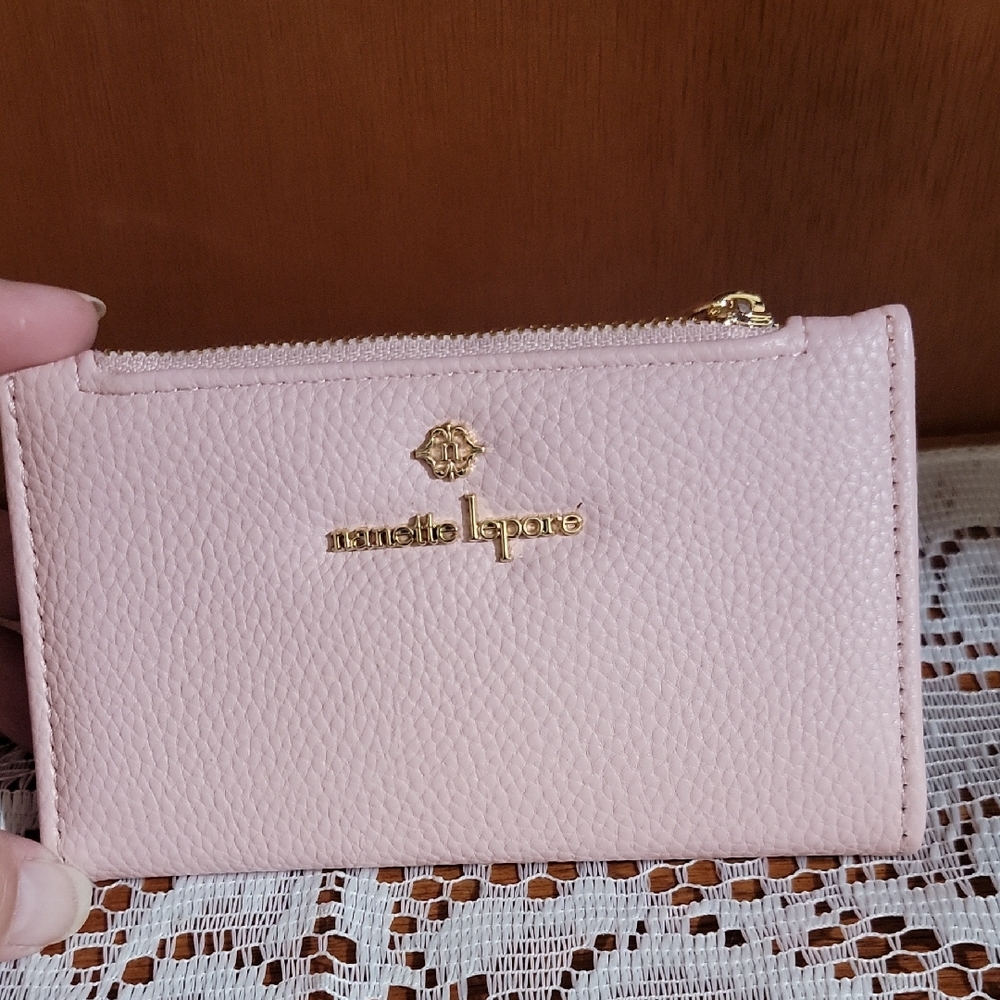 Nanette Lepore Light Pink Pebbled Zip Card Holder